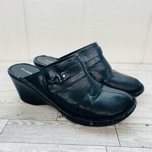 Thom McAn Size‎ 11M Black Mule Clogs Leather Womens Slip On Shoes Davona